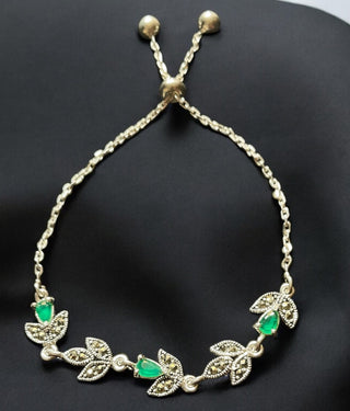 The Green Ivy Adjustable Silver Marcasite Bracelet