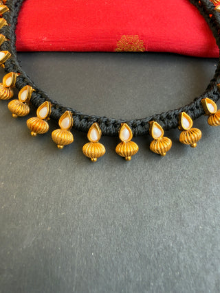 The Chaya Silver Black Thread Pearl Necklace & Earrings