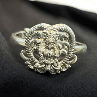 The Kadambari Silver Lakshmi Adjustable Finger Ring