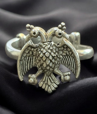 The Dvirupa Silver Gandaberunda Adjustable Finger Ring