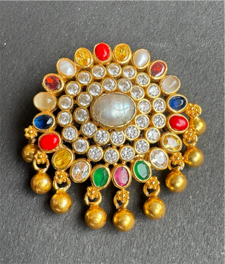 The Yajata Silver Navratna Pendant & Earrings