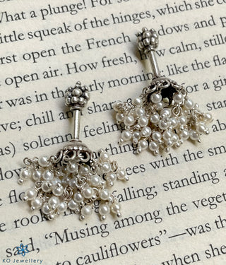 The Pearl Jhumki Silver Bugudi Earrings (Piercing)