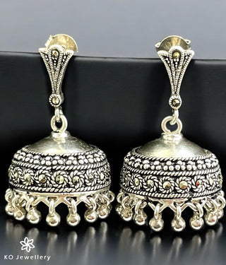 The Kamya Silver Marcasite Jhumkas