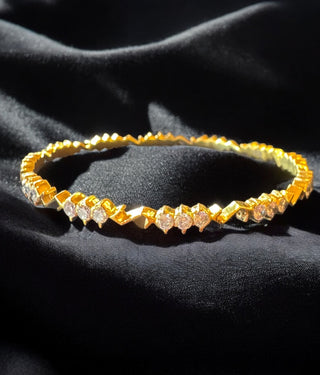 The Anaya Silver Traditional Close Setting Diamond Bangle -Single (Size 2.6)