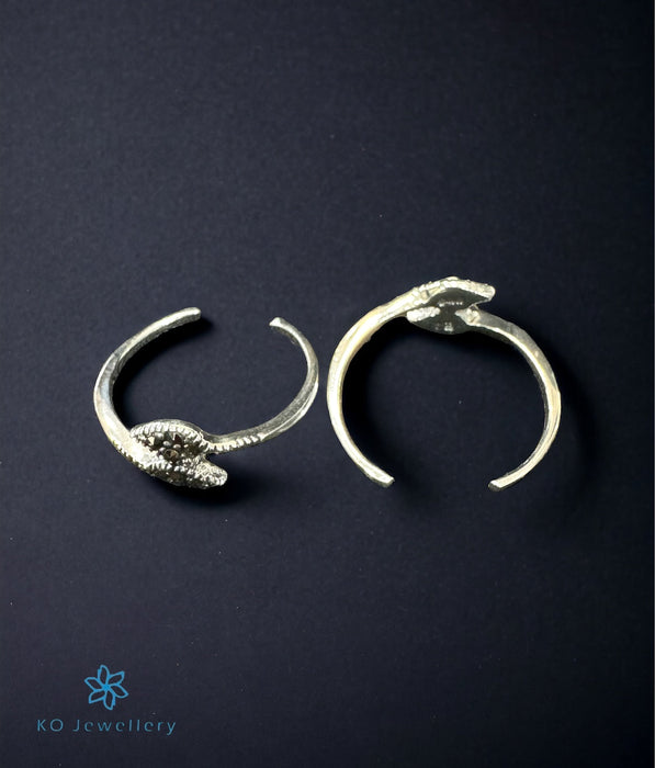 The Leaf Silver Marcasite Toe-Rings