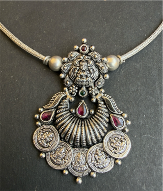 The Rithvika Silver Lakshmi Necklace & Earrings