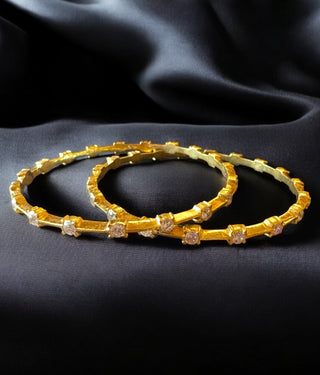 The Vaishali Silver Traditional Close Setting Diamond Bangle -Single (Size 2.4)