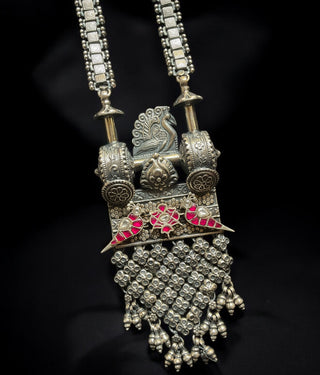 The Pritya Silver Antique Statement Necklace & Earrings