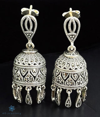 The Jayita Silver Marcasite Jhumkas