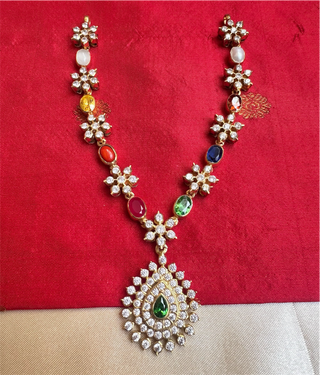 The Pritika Silver Navaratna Closed-setting Stone Necklace