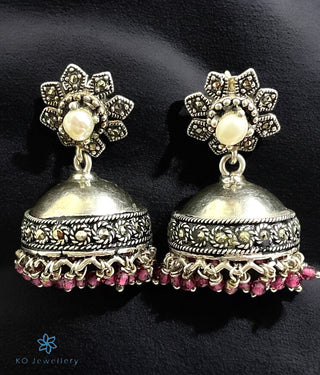 The Zohra Silver Marcasite Jhumkas