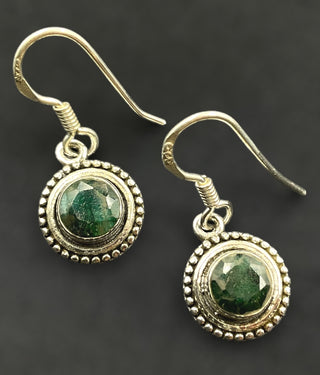 The Malvika Silver Gemstone Earrings (Green)