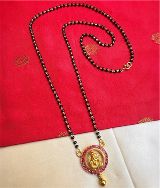 The Hrishita Silver Lakshmi Mangalsutra Necklace (Red)