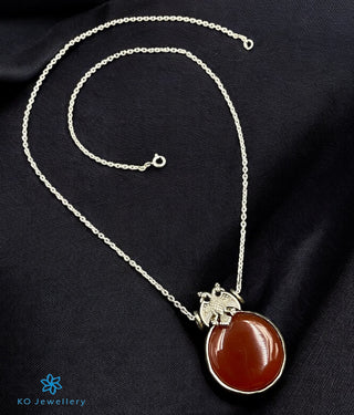 The Zyama Silver Gandaberunda Onyx Necklace (Red)