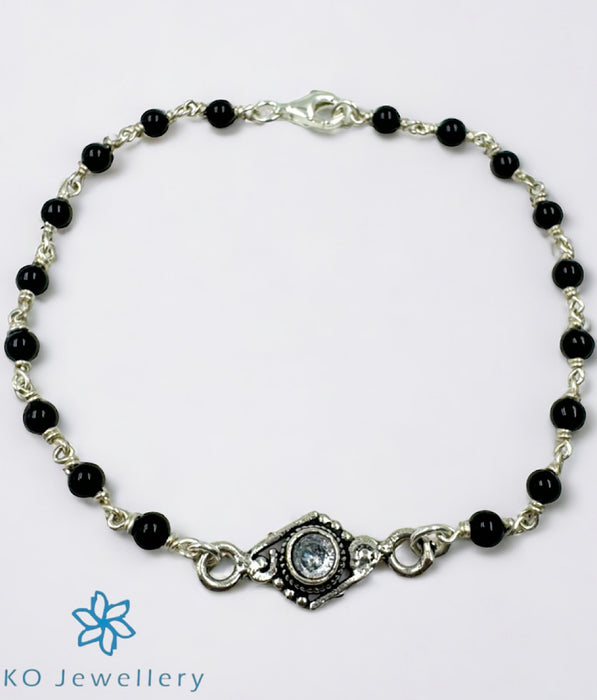 The Soha Silver Nazariya Black-beads  Bracelet