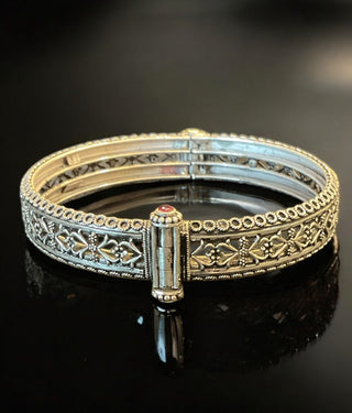 The Tapti Silver Designer Filigree Bracelet-Single (Oxidised/Size /2.2/2.4/2.6/2.8)