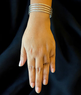 The Ujjal Plain Silver Bangle (Single/Size 2.2/2.4/2.6/2.8)