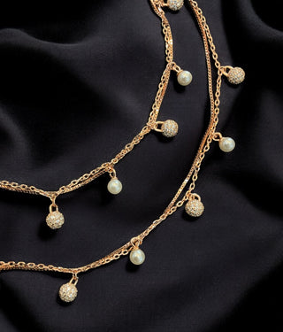 The Sparkly 2 Layered Silver Rose-gold Anklets