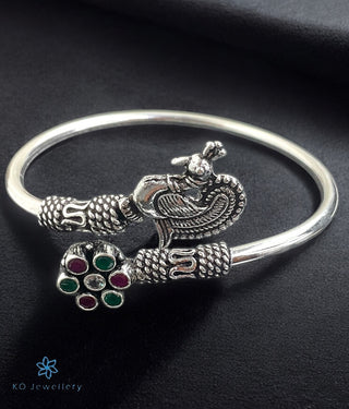 The Apsara Silver Peacock Openable Gemstone Bracelet