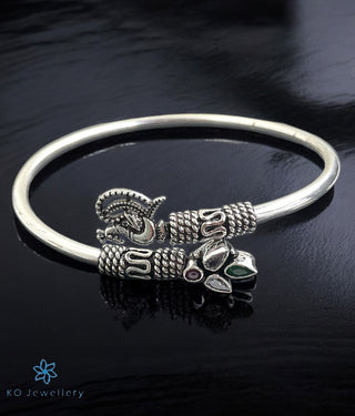 The Vanini Silver Peacock Openable Gemstone Bracelet