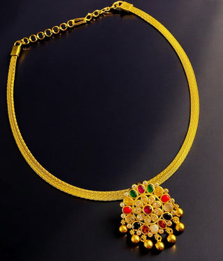 The Bhumika Silver Navratna Necklace