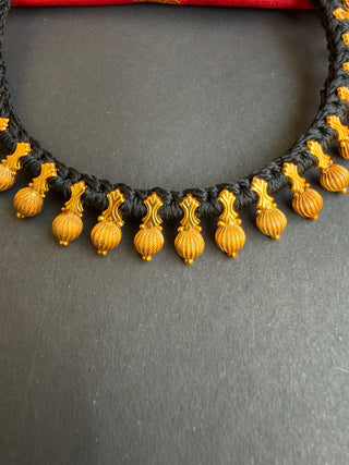 The Esha Silver Black Thread Necklace & Earrings