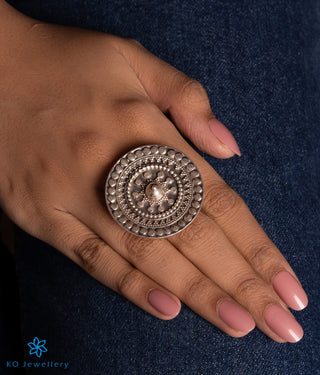 The Khyati Silver Statement Open Finger Ring