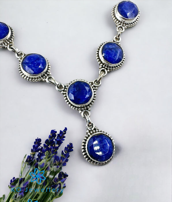 The Silver Gemstone Necklace & Earrings (Blue)