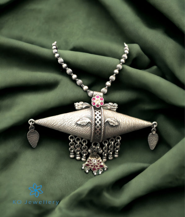 The Vishak Silver Antique Taweez Necklace
