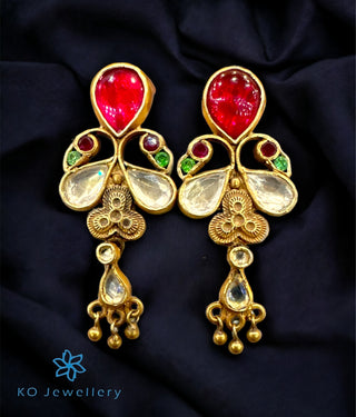 The Aaria Peacock Silver Kundan Earrings