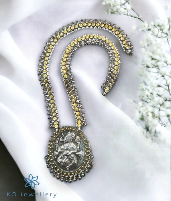 The Dancing Silver Antique Ganesha Necklace