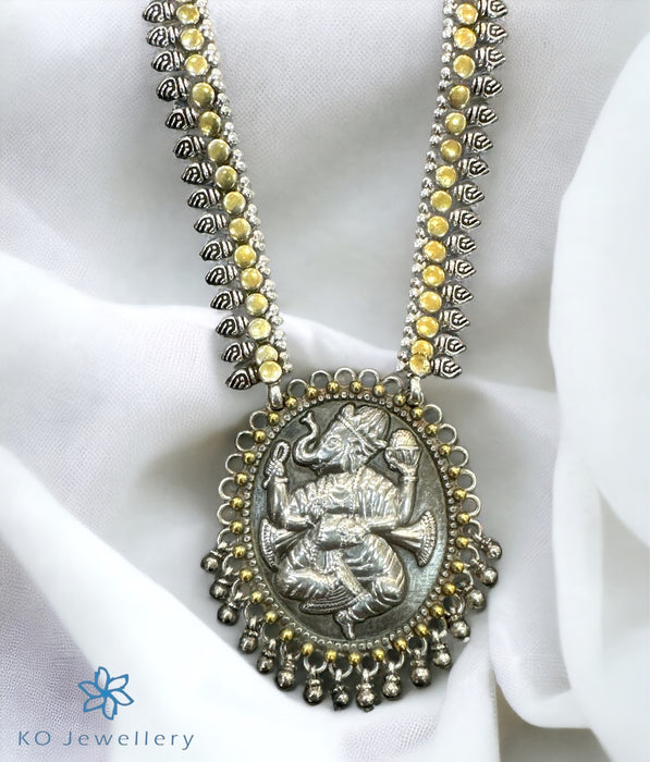 The Dancing Silver Antique Ganesha Necklace