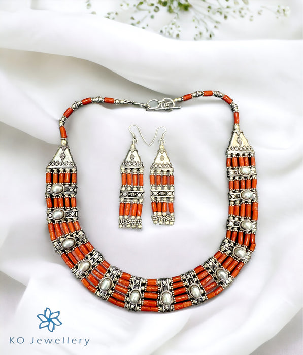 The Binita Silver Gemstone Necklace & Earrings