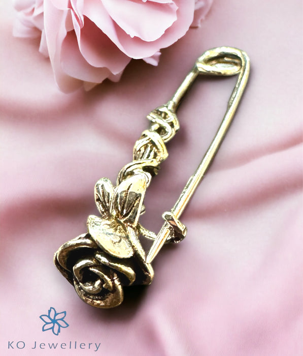 The Rose Silver Brooch/ Safety Pin