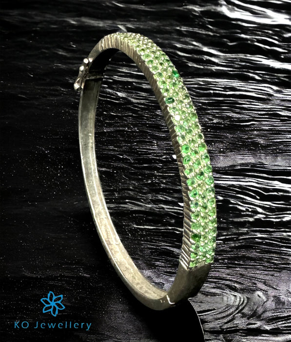 The Green Glitter Silver Openable Bracelet