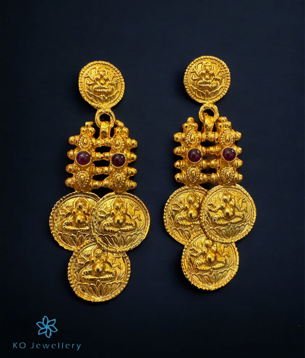 The Varna Antique Silver Lakshmi Coin Earrings