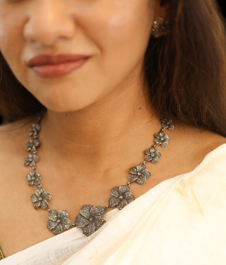 The Fragipani Silver Marcasite Necklace & Earrings