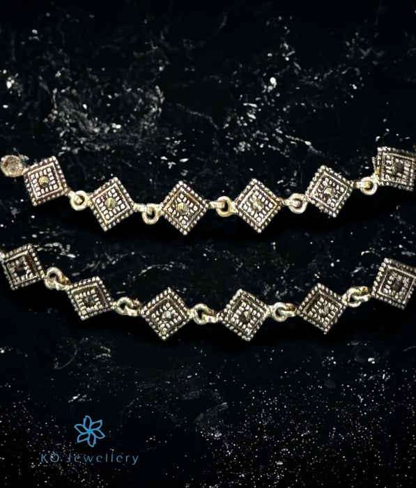 The Nargis Silver Marcasite Anklets
