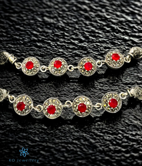 The Mihira Silver Marcasite Anklets