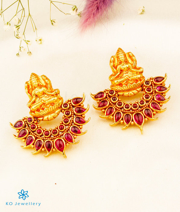 The Shreeja Silver Kempu Lakshmi Earrings