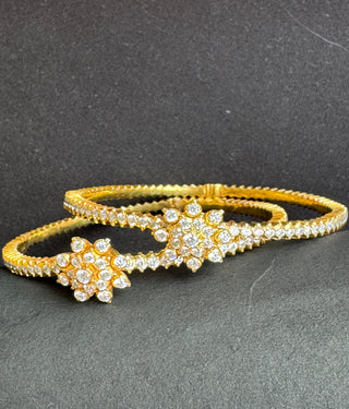 The Kavini Silver Traditional Close Setting Diamond Openable Kada -Single (Size 2.6)