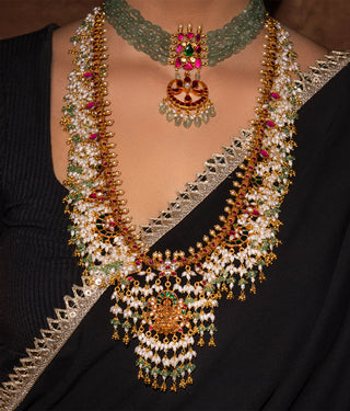 The Darshi Silver Kundan-Jadau Pearl Necklace