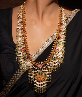 The Darshi Silver Kundan-Jadau Pearl Necklace