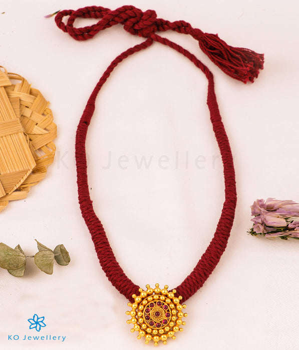 The Chakratiya Silver Thread Necklace (Maroon)