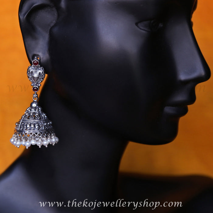 Sterling silver hooked jhumka for women 