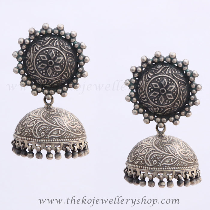 The Agraja Silver Antique Jhumka