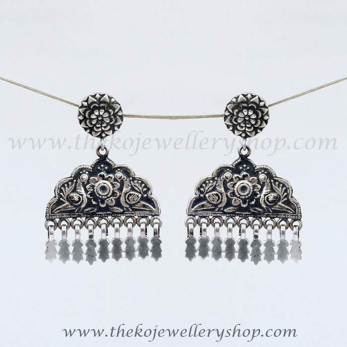 oxidized 925 silver earrings large