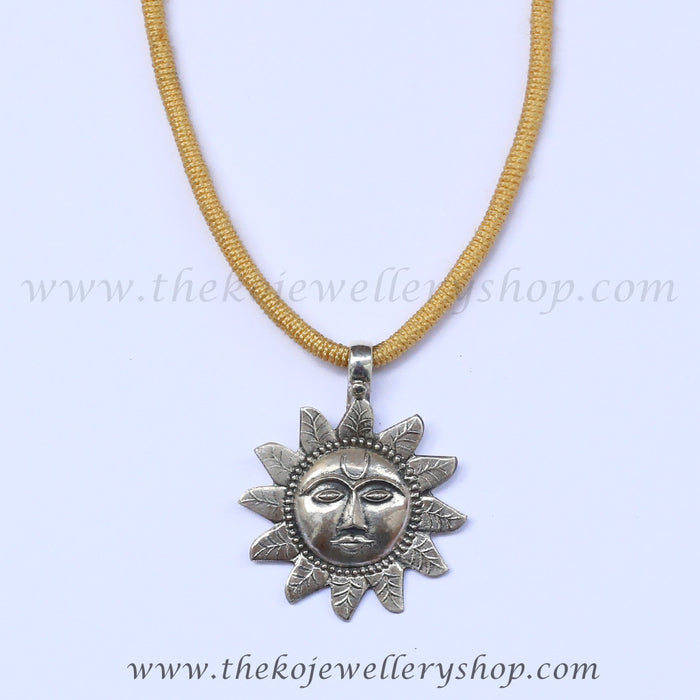 sun motiffed elegant silver pendant shop online
