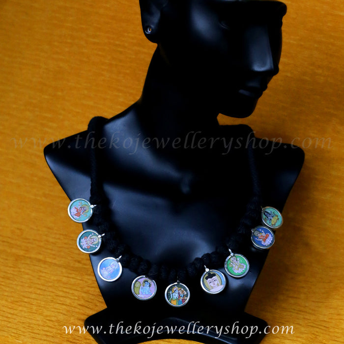 The Rangmanch Silver Handpainted Deity Necklace