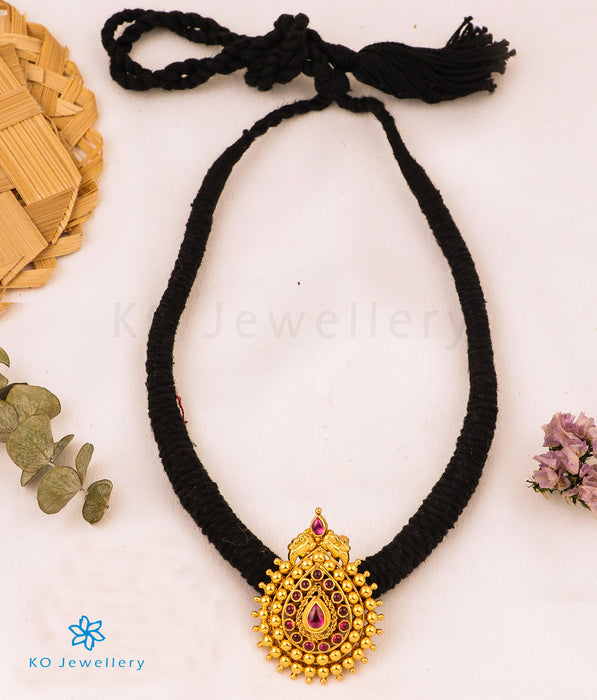 The Manya Silver Thread Necklace (Black)
